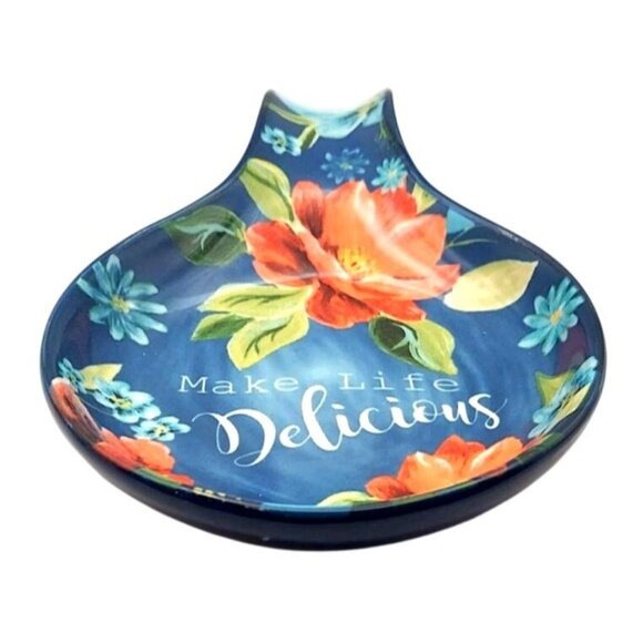 The Pioneer Woman Spring Bouquet Cobalt Blue Spoon Rest Make Life Delicious - Picture 4 of 8